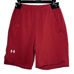 FLAW Under Armour Men's Red Athletic Shorts Size M Perforated Sides UA Logo